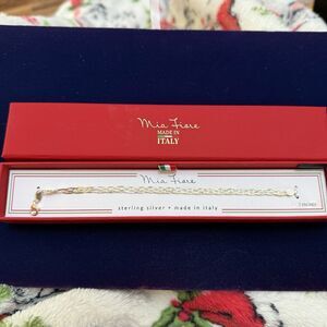 Sterling Silver marked ITALY 4 Strands Chain Braided Bracelet 7" long New in box